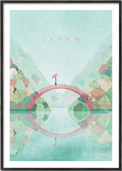 Arte paisagística: ponte japonês com reflexo