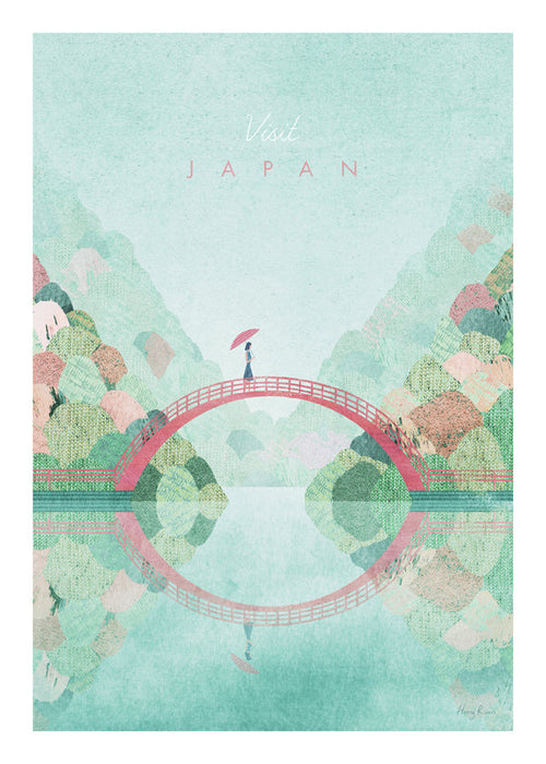 Arte paisagística: ponte japonês com reflexo