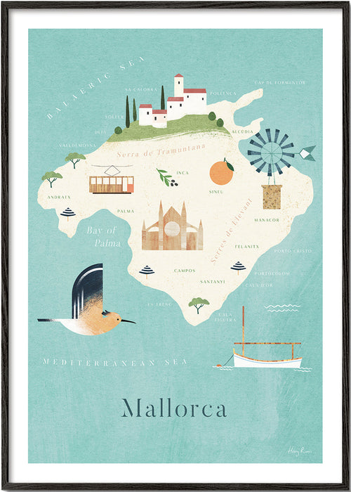 Arte para cozinha Mapa ilustrado de Maiorca