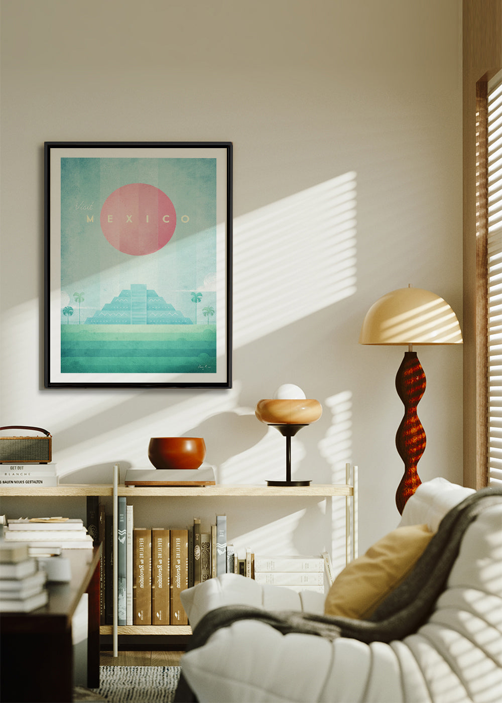 Poster de viagem com pirâmide estilizada