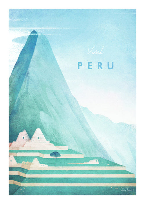 Poster de viagem Visit Peru montanhas e terraços