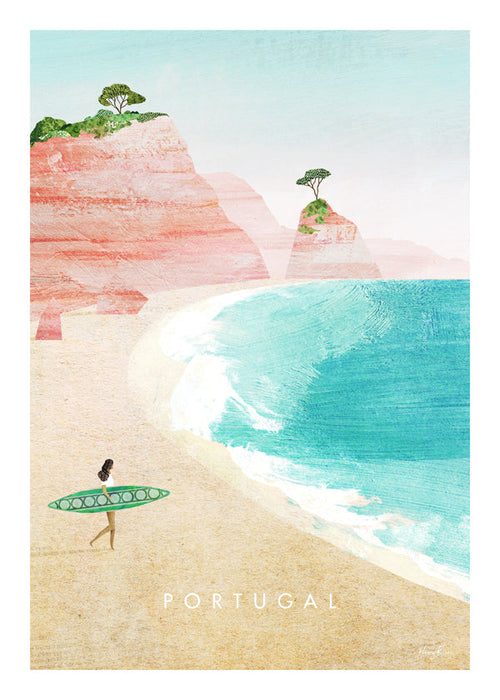 Poster de viagem Portugal — ilustração de praia