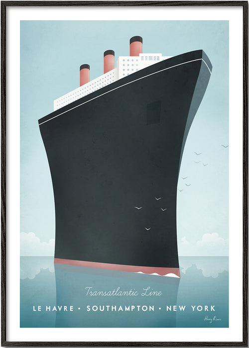 Quadro de cidades com proa de navio estilizada