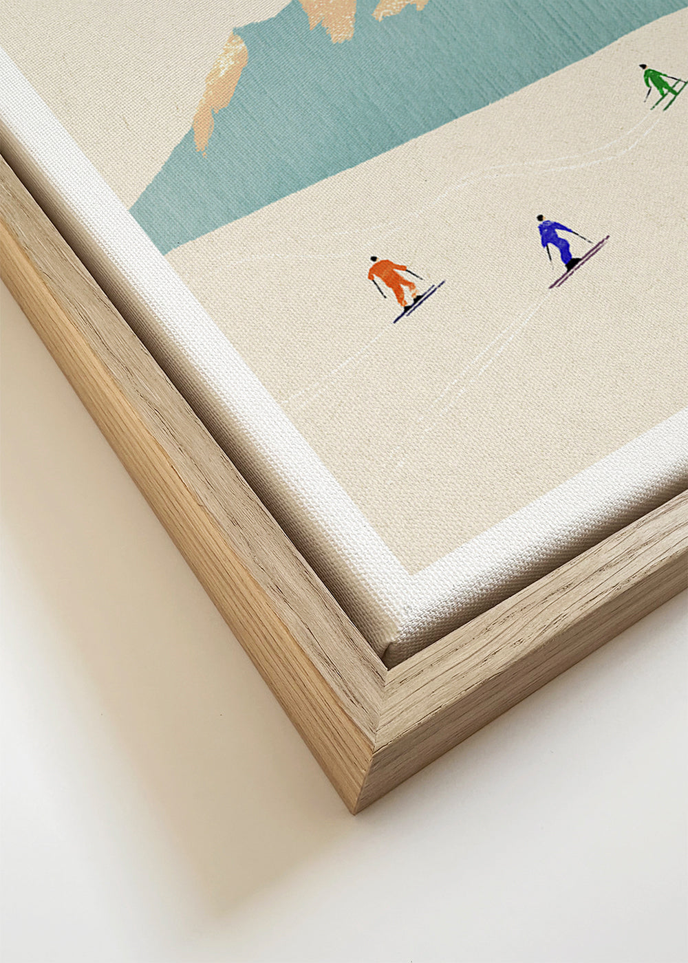 Arte desportivo Esquiadores em encosta minimalista