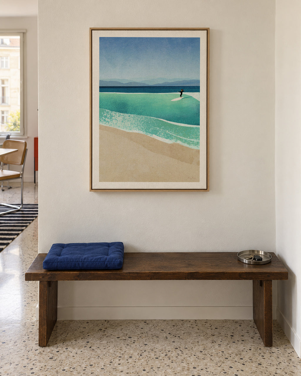 Surfing the perfect wave - Framed canvas in an interior