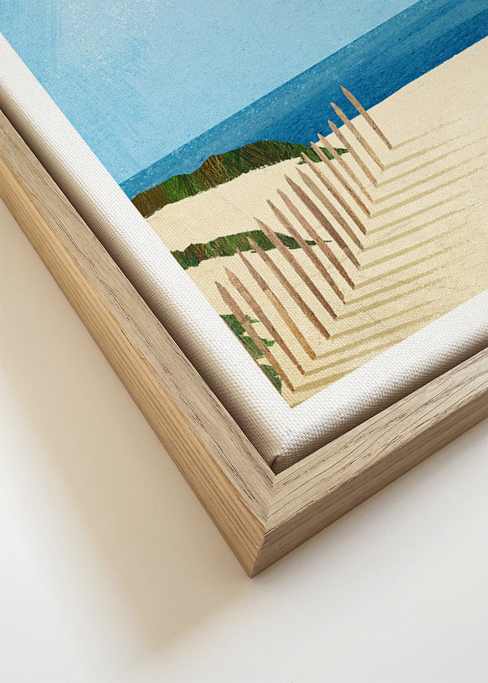 Quadro paisagem praia com carrinha retro