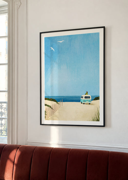 Van life - ocean view - Framed poster in an interior