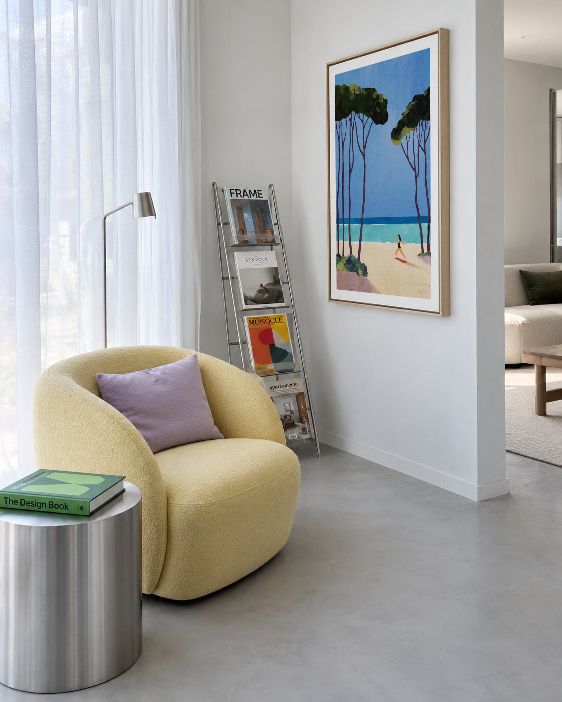 Beach yoga - Framed canvas in an interior