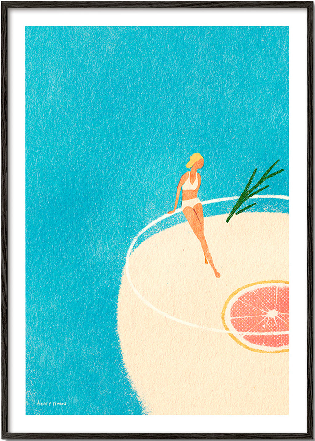 Arte para cozinha Gin Tonic ilustrado com figura – Black Frame