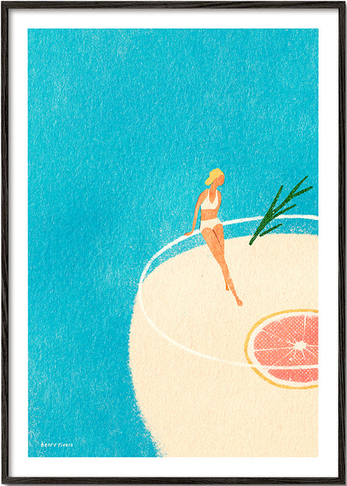 Arte para cozinha Gin Tonic ilustrado com figura – Black Frame