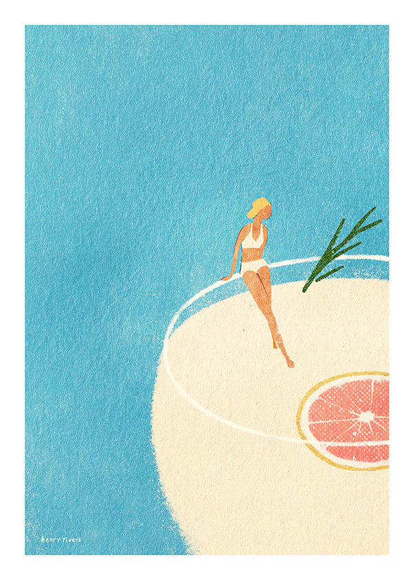 Arte para cozinha Gin Tonic ilustrado com figura