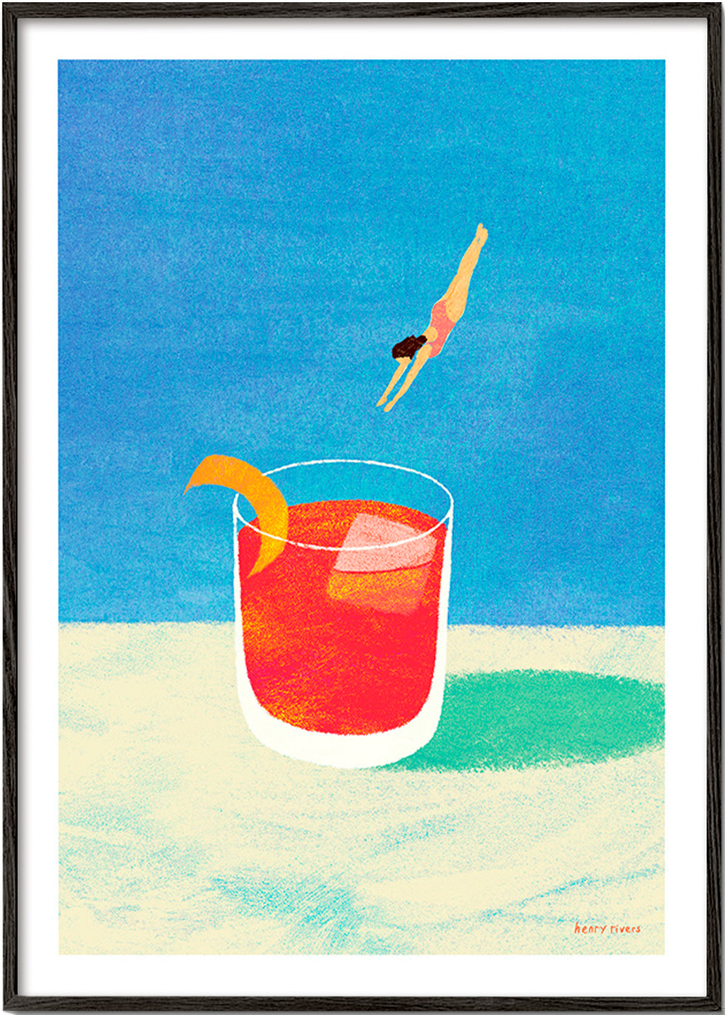 Arte para cozinha Negroni com mergulhadora – Black Frame