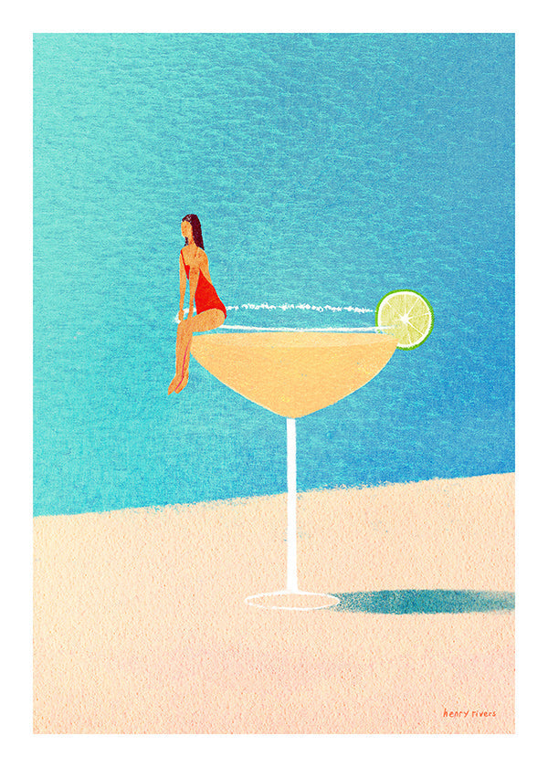 Arte para cozinha: Margarita em copo ilustrada