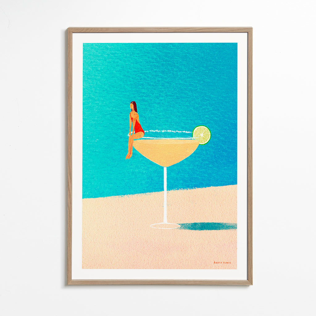 Arte para cozinha: Margarita em copo ilustrada – Oak Frame