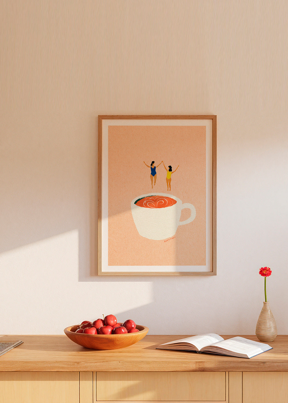 Arte para cozinha com xicara e banhistas – Product1