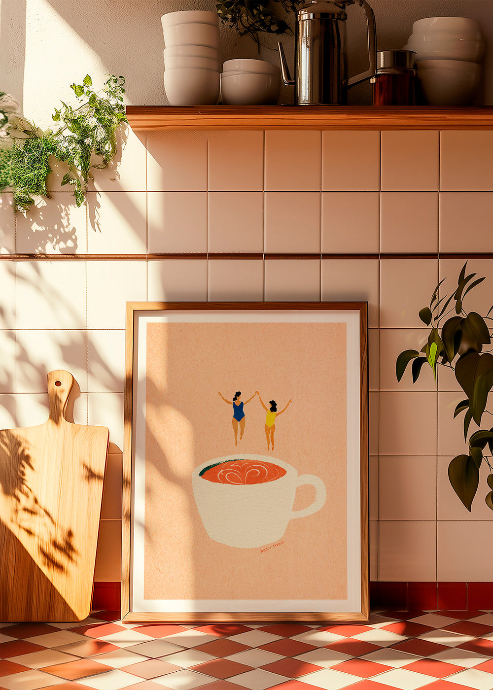 Arte para cozinha com xicara e banhistas – Product3