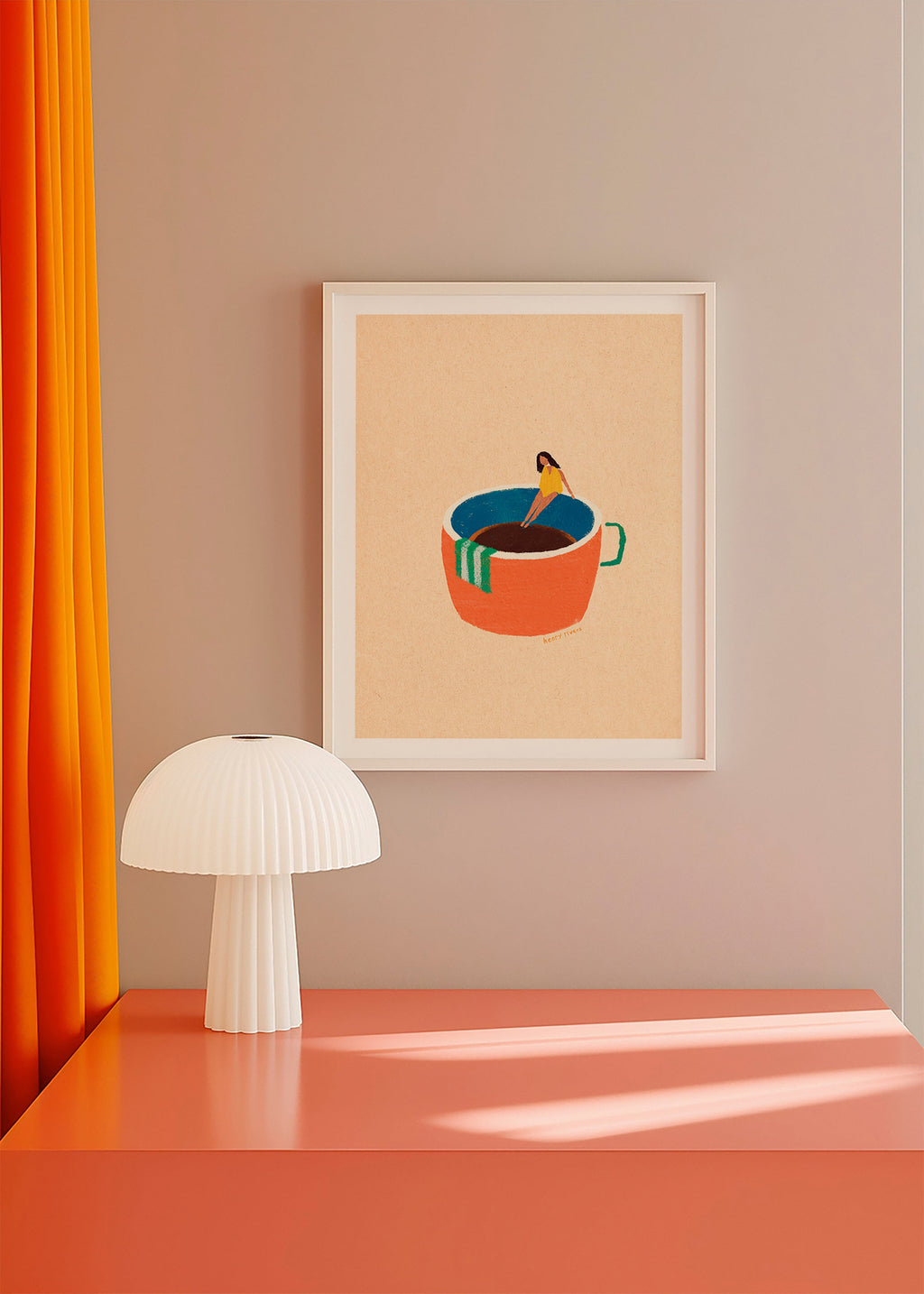 Arte para cozinha com caneca de café ilustrada e figura – Product2