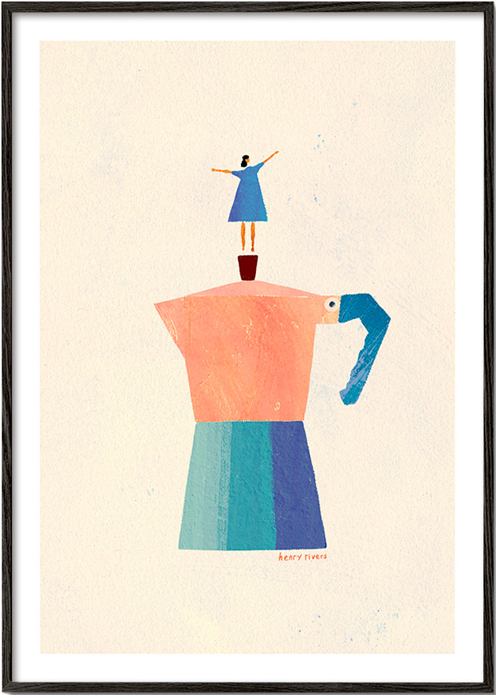 Arte para cozinha: moka e silhueta divertida – Black Frame
