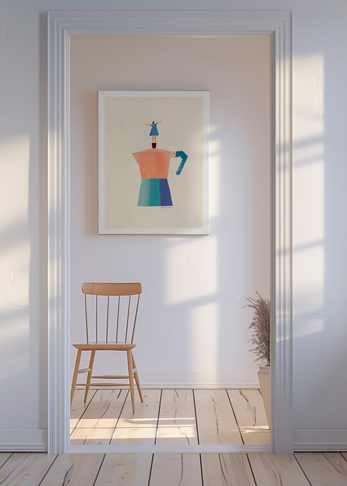 Arte para cozinha: moka e silhueta divertida – Canvas