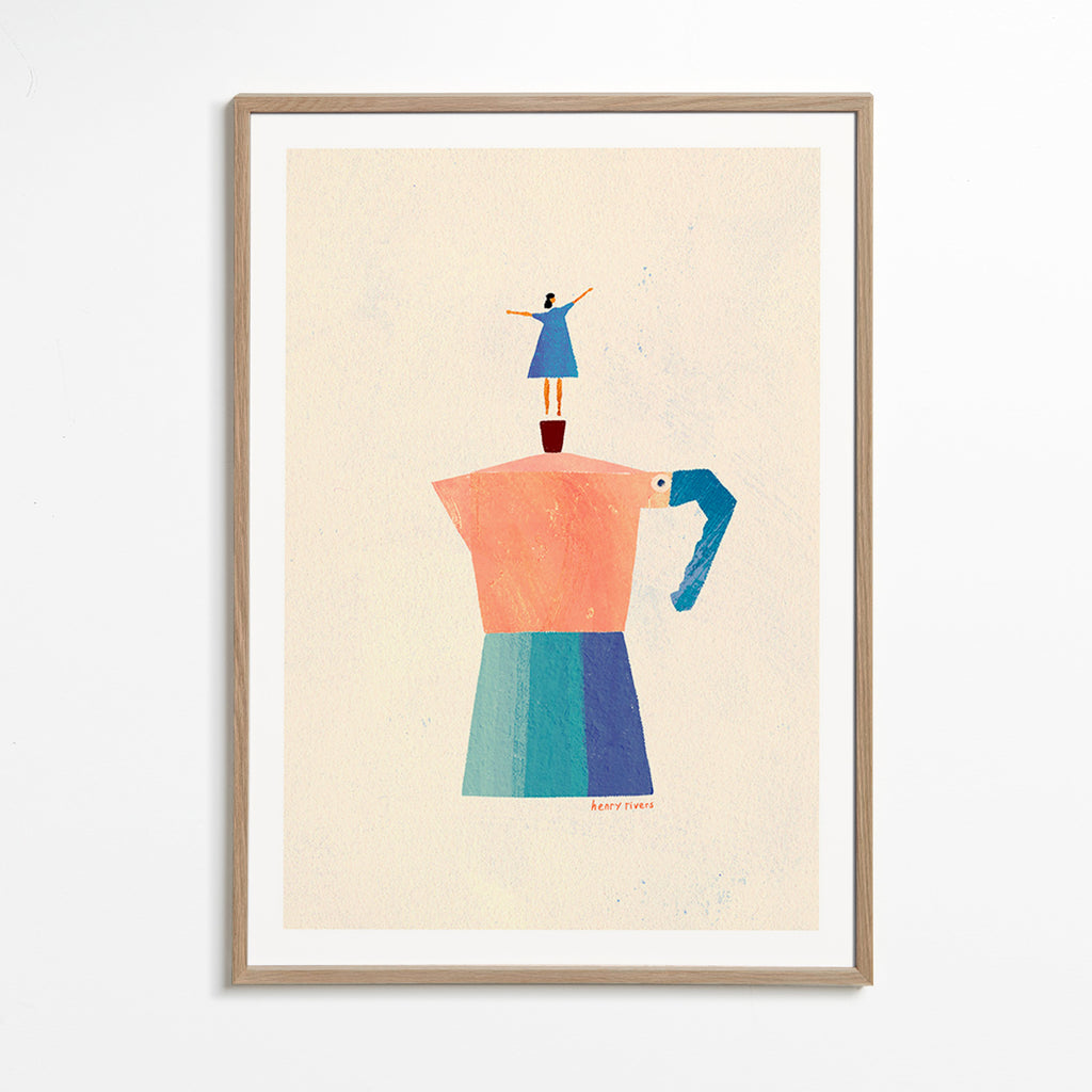 Arte para cozinha: moka e silhueta divertida – Oak Frame