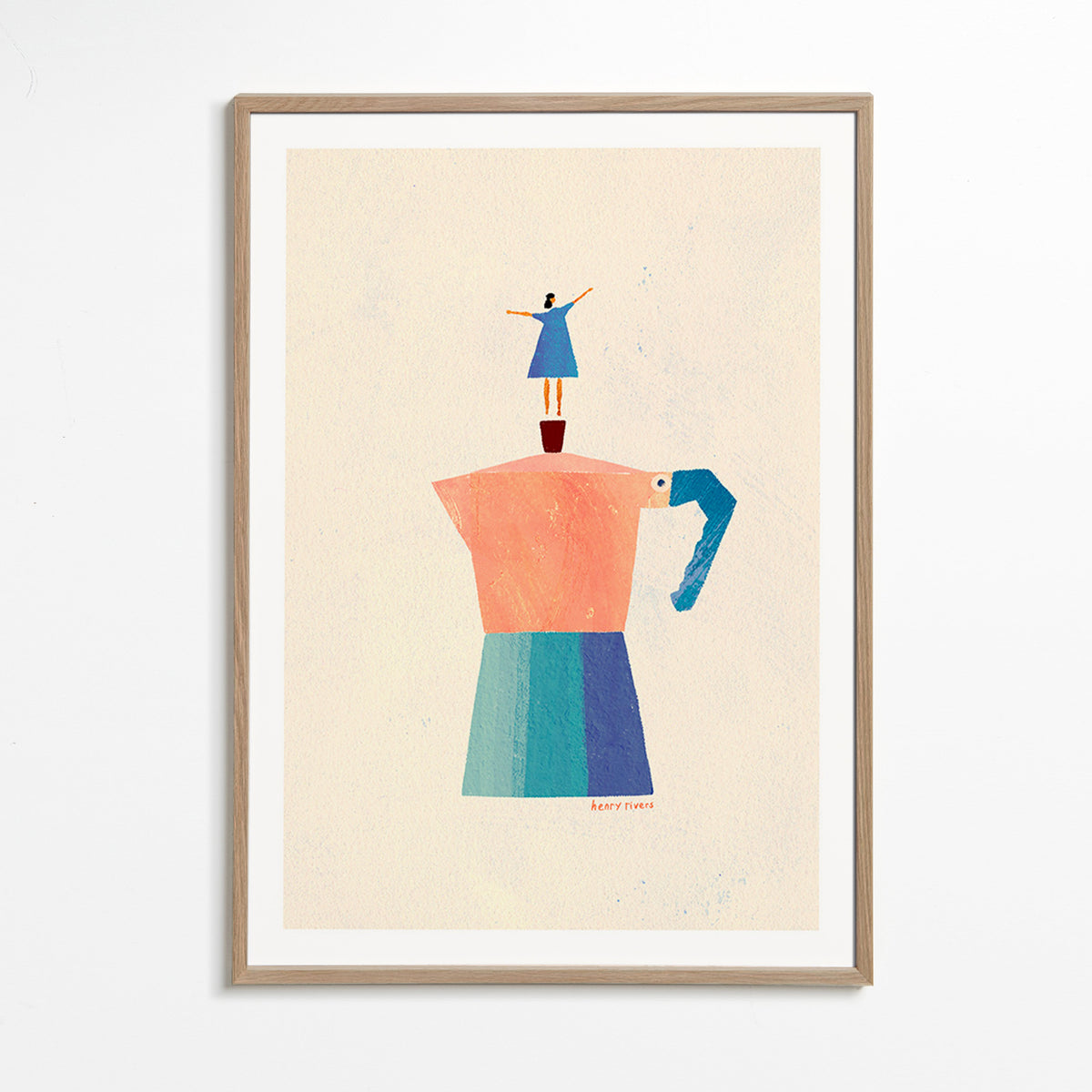 Arte para cozinha: moka e silhueta divertida – Oak Frame