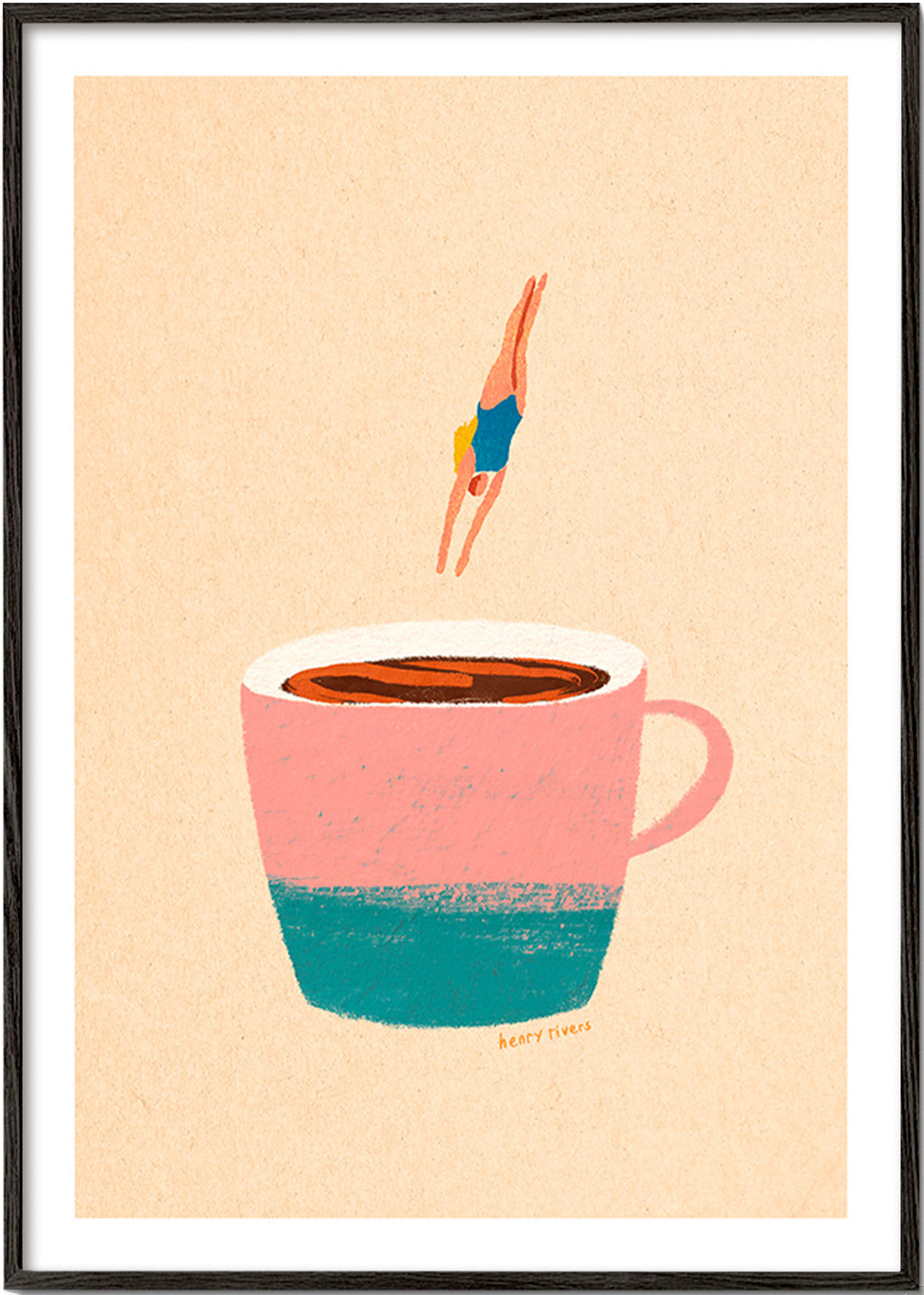 Arte para cozinha: chávena rosa e mergulhadora – Black Frame