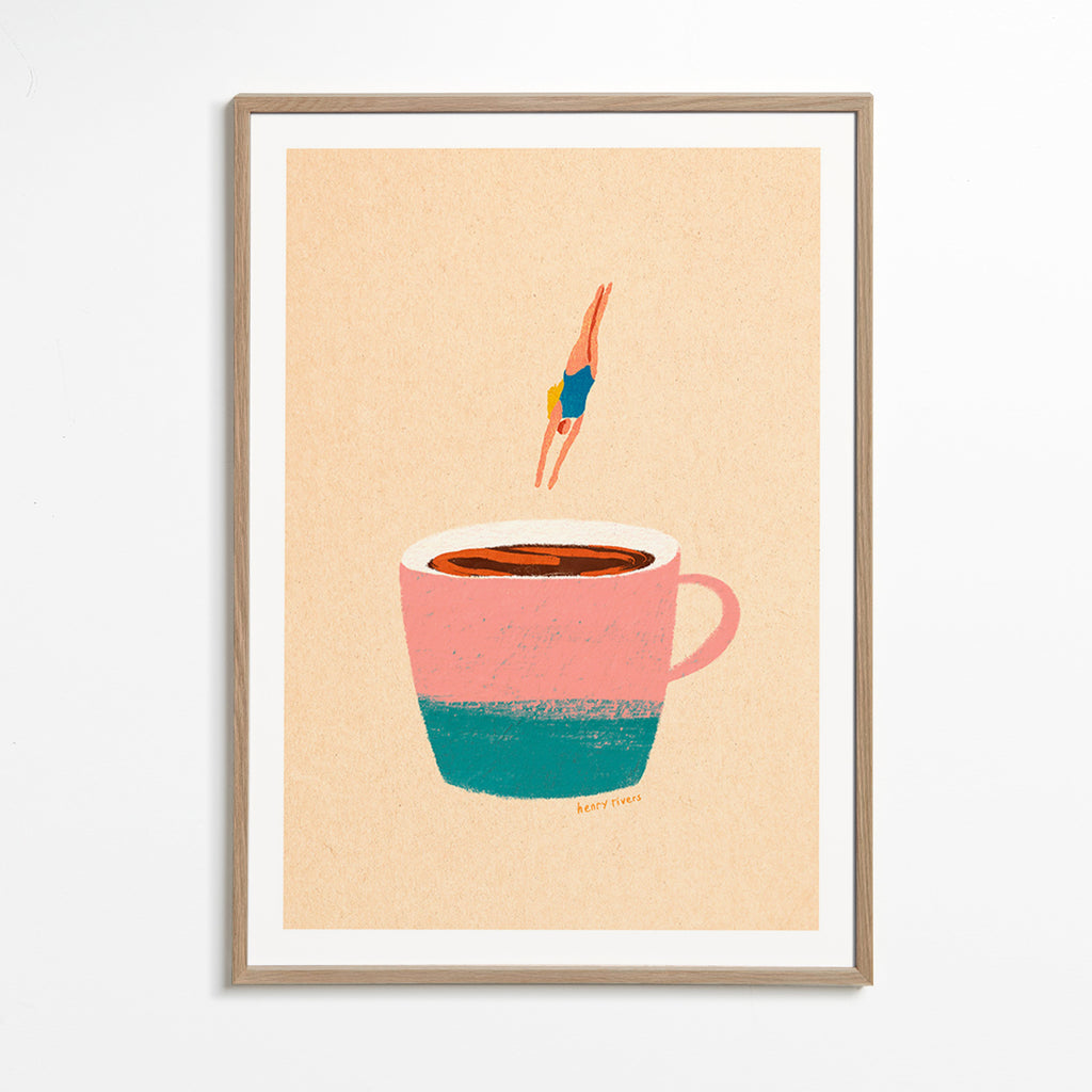 Arte para cozinha: chávena rosa e mergulhadora – Oak Frame