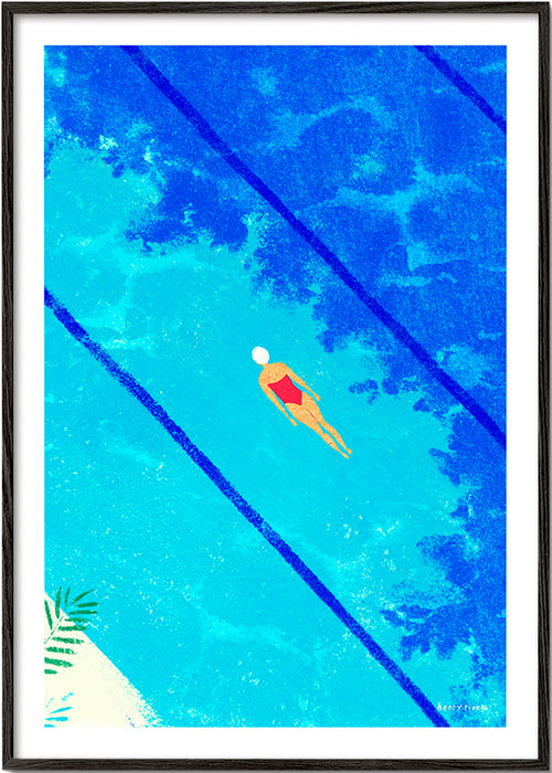 Ilustração nadadora na piscina – Black Frame