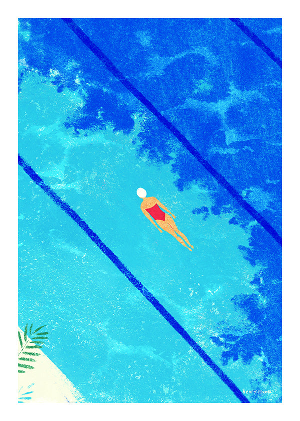 Ilustração nadadora na piscina