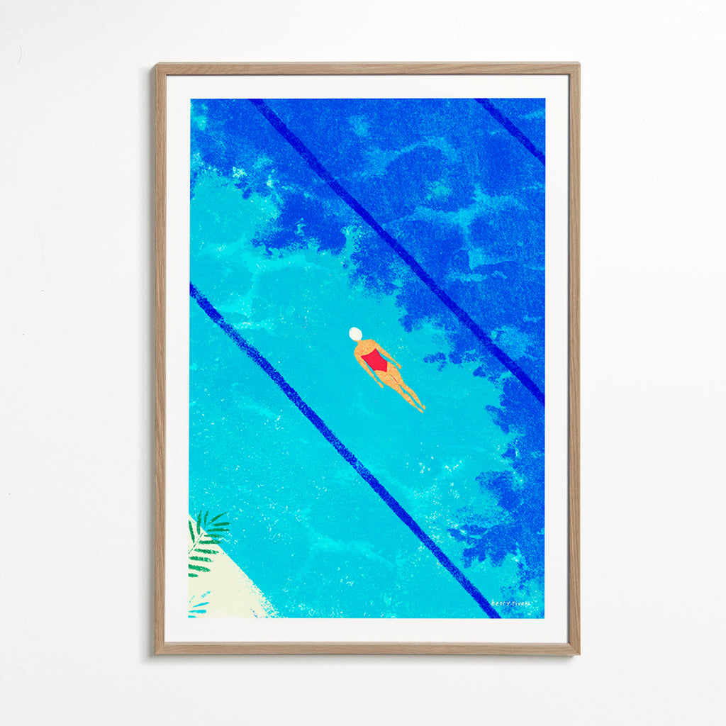 Ilustração nadadora na piscina – Oak Frame