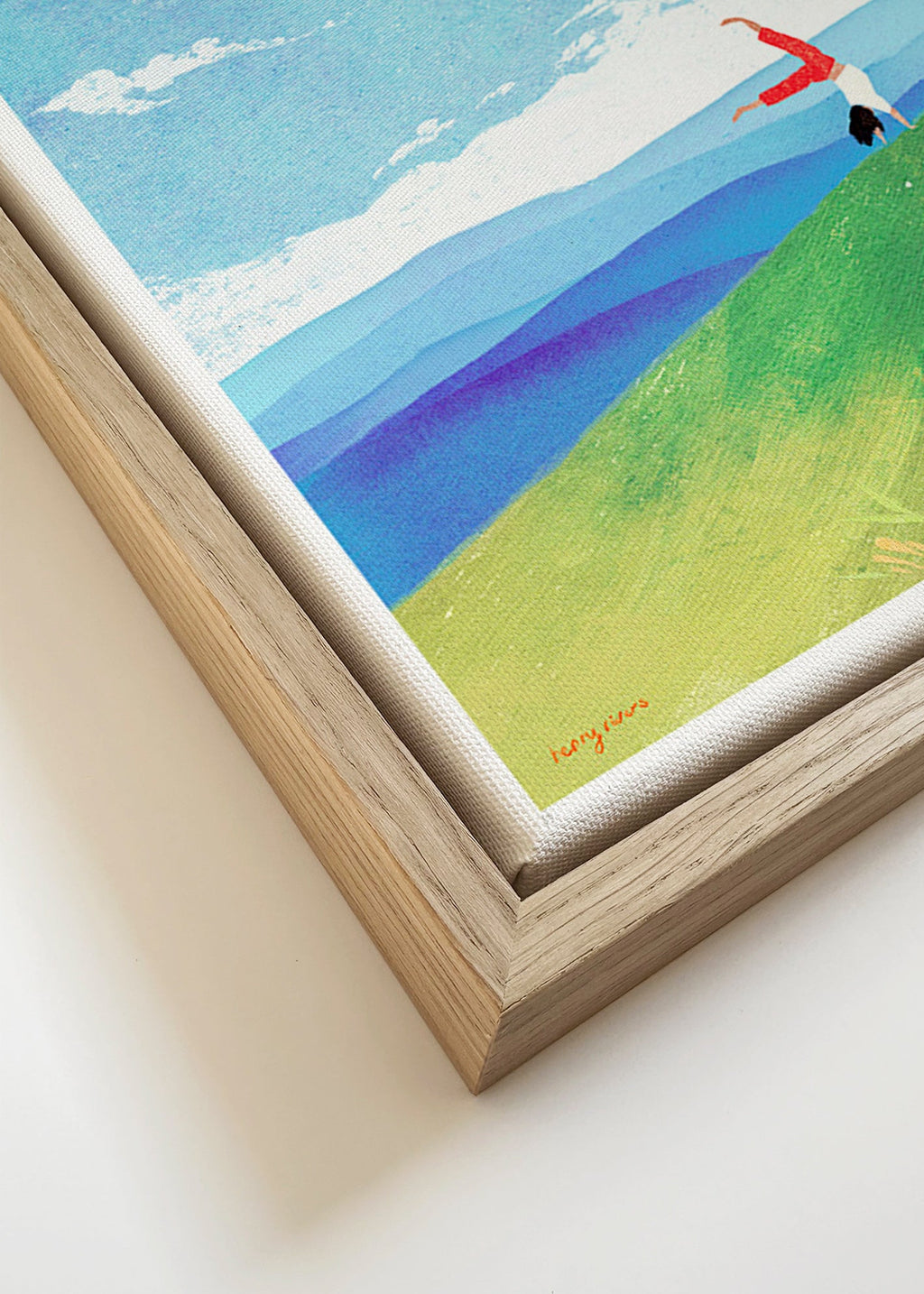 Arte para paisagem com figura em equilíbrio na colina – Canvas detail