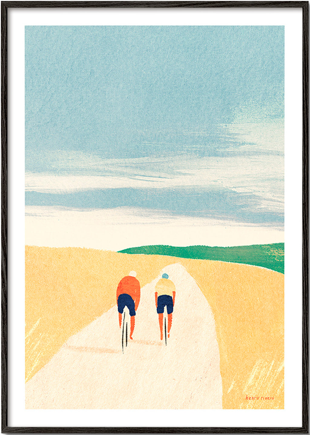 Arte desportiva com dois ciclistas na estrada – Black Frame