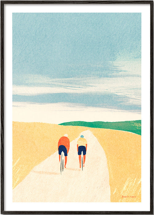 Arte desportiva com dois ciclistas na estrada – Black Frame