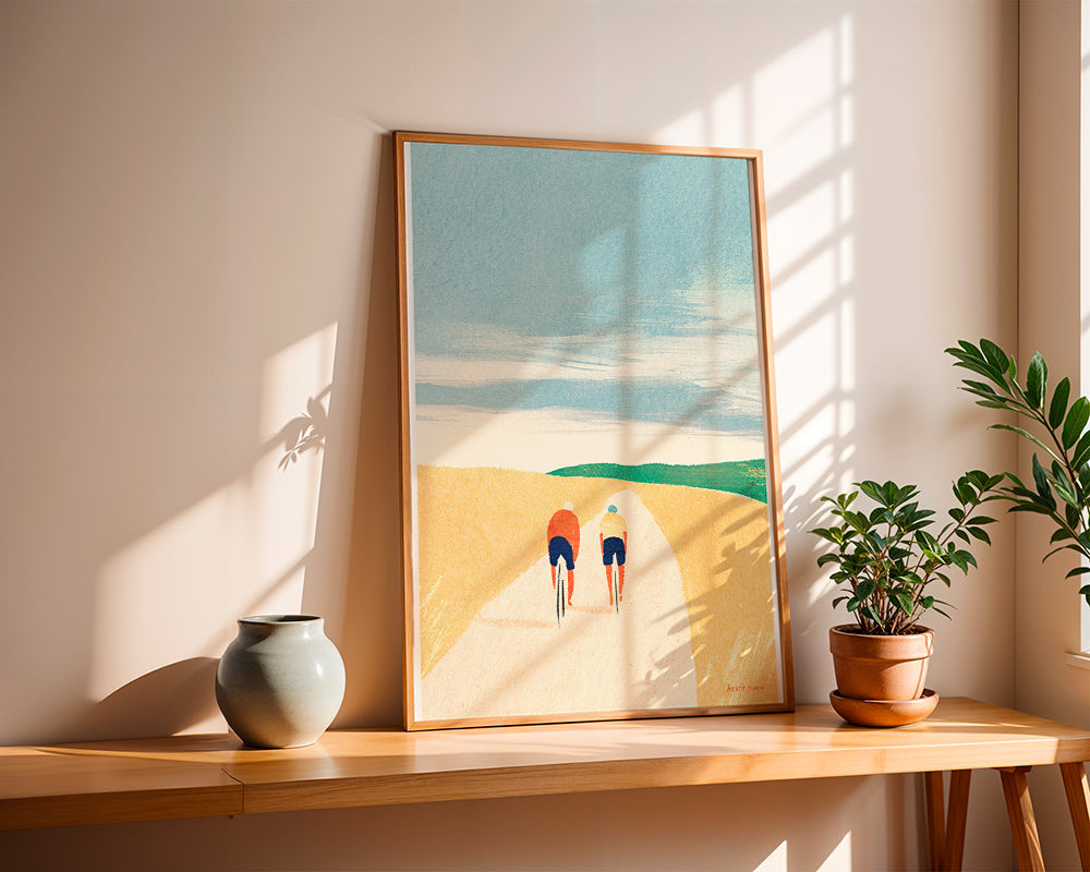 Arte desportiva com dois ciclistas na estrada – Product3