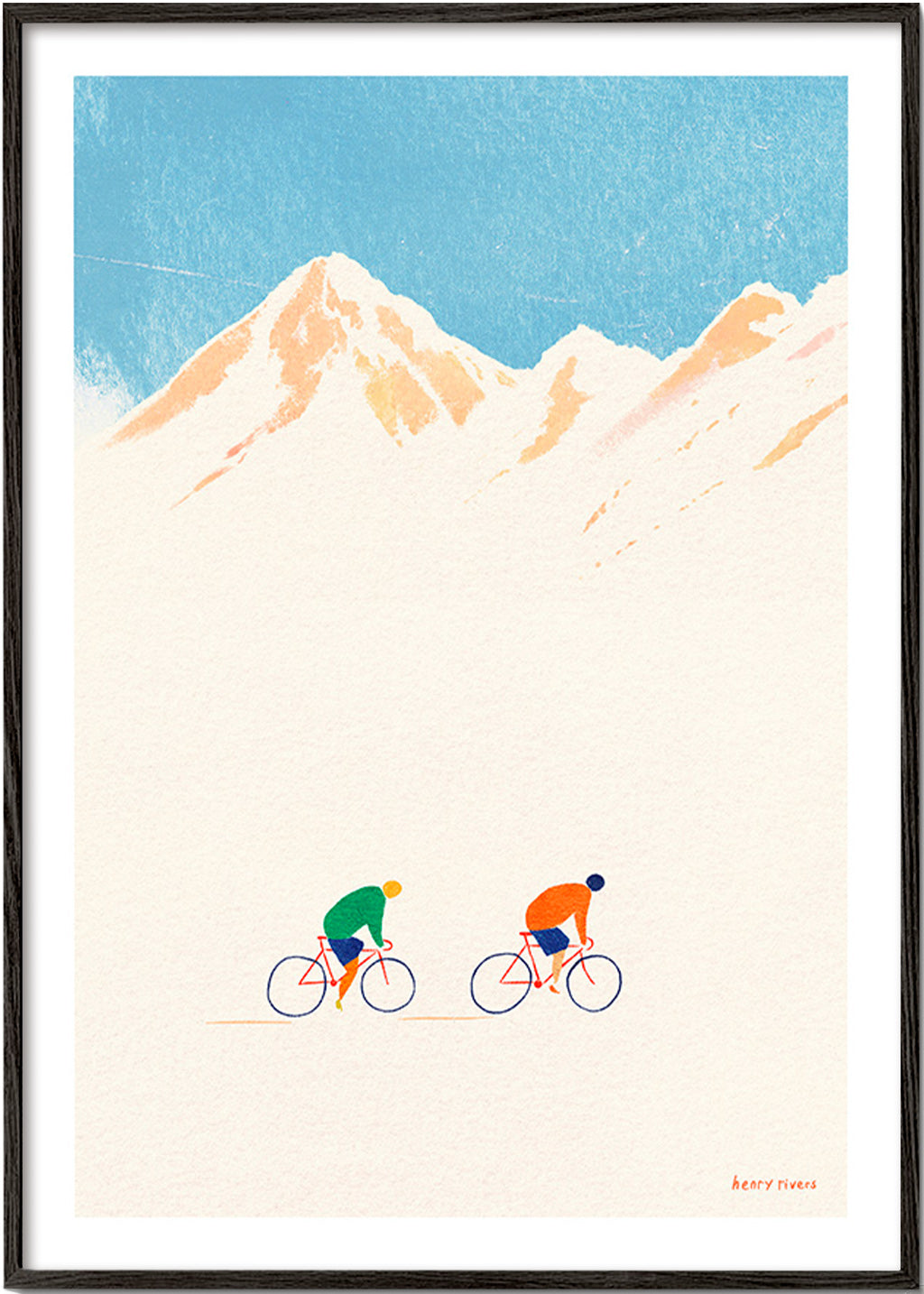 Arte desportiva com ciclistas na montanha – Black Frame