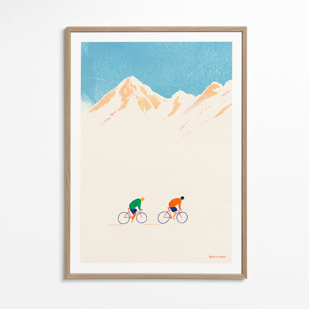 Arte desportiva com ciclistas na montanha – Oak Frame