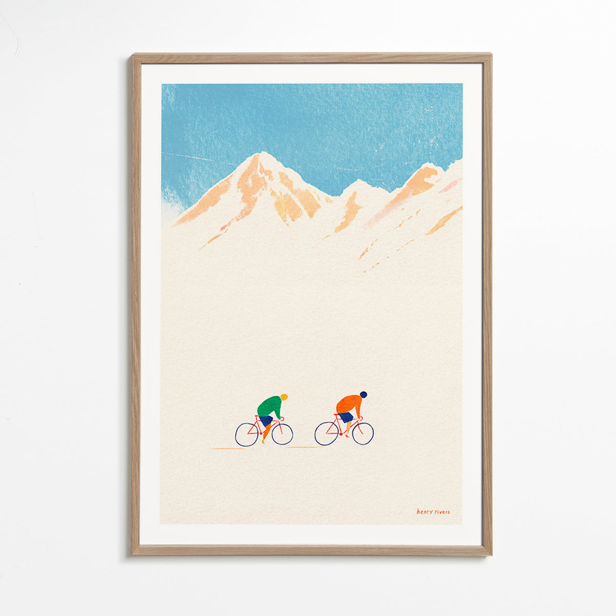 Arte desportiva com ciclistas na montanha – Oak Frame