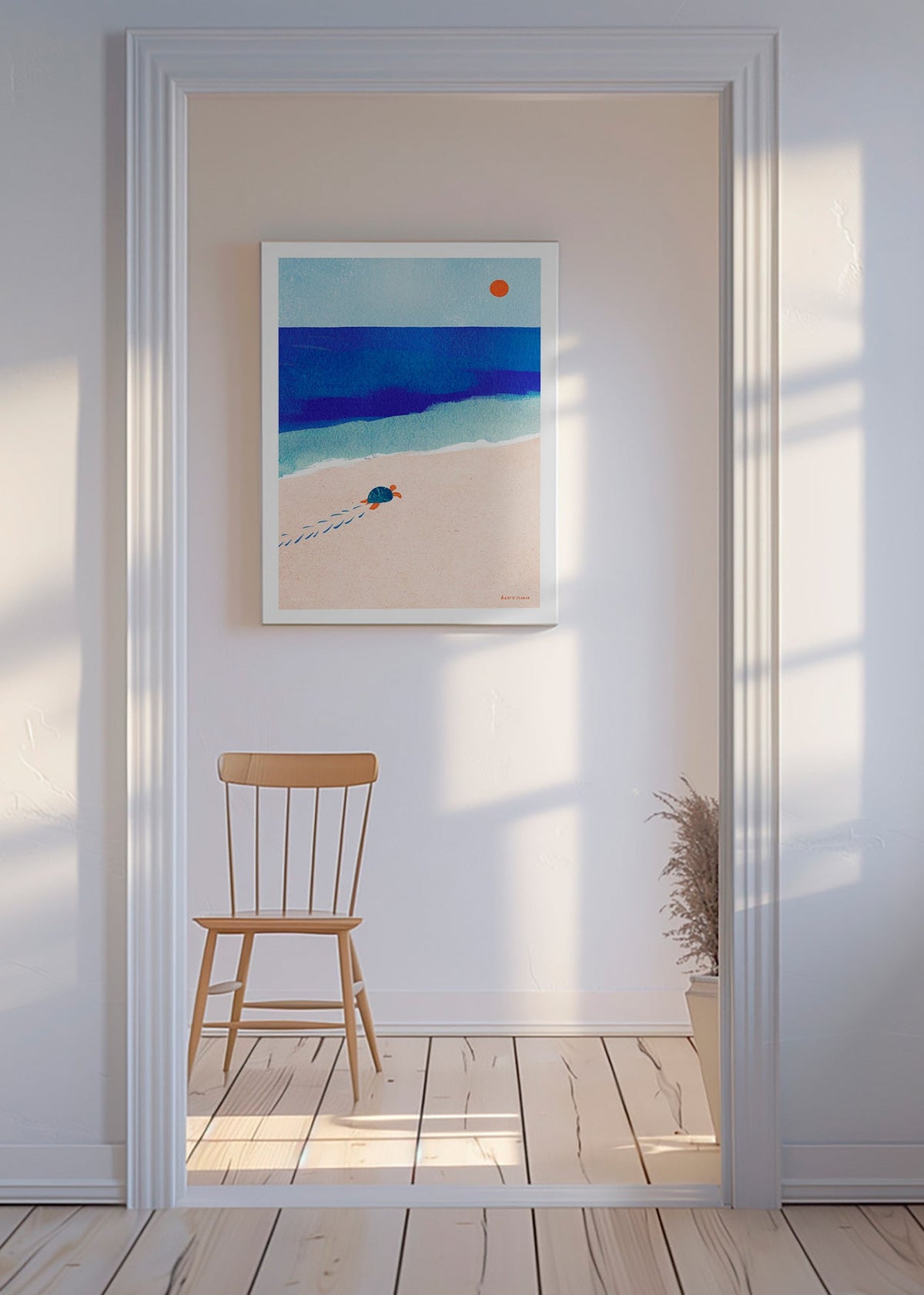 Ilustração tartaruga na praia – Canvas