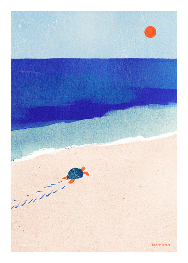 Ilustração tartaruga na praia
