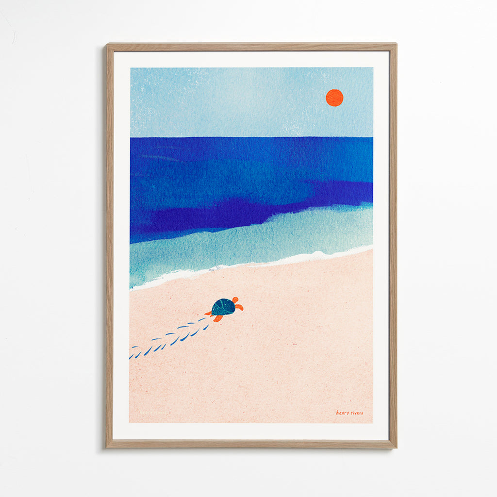 Ilustração tartaruga na praia – Oak Frame