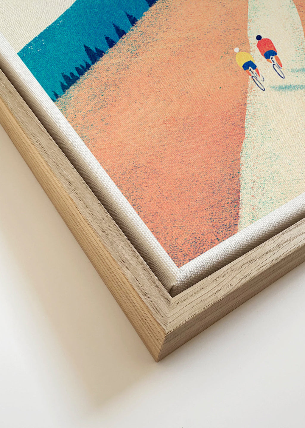 Arte desportiva com dois ciclistas em caminho soalheiro – Canvas detail