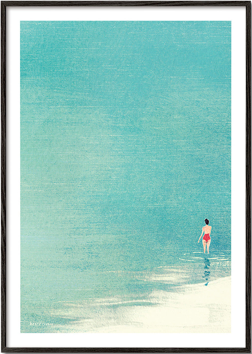 Arte paisagística: banhista no horizonte sereno – Black Frame