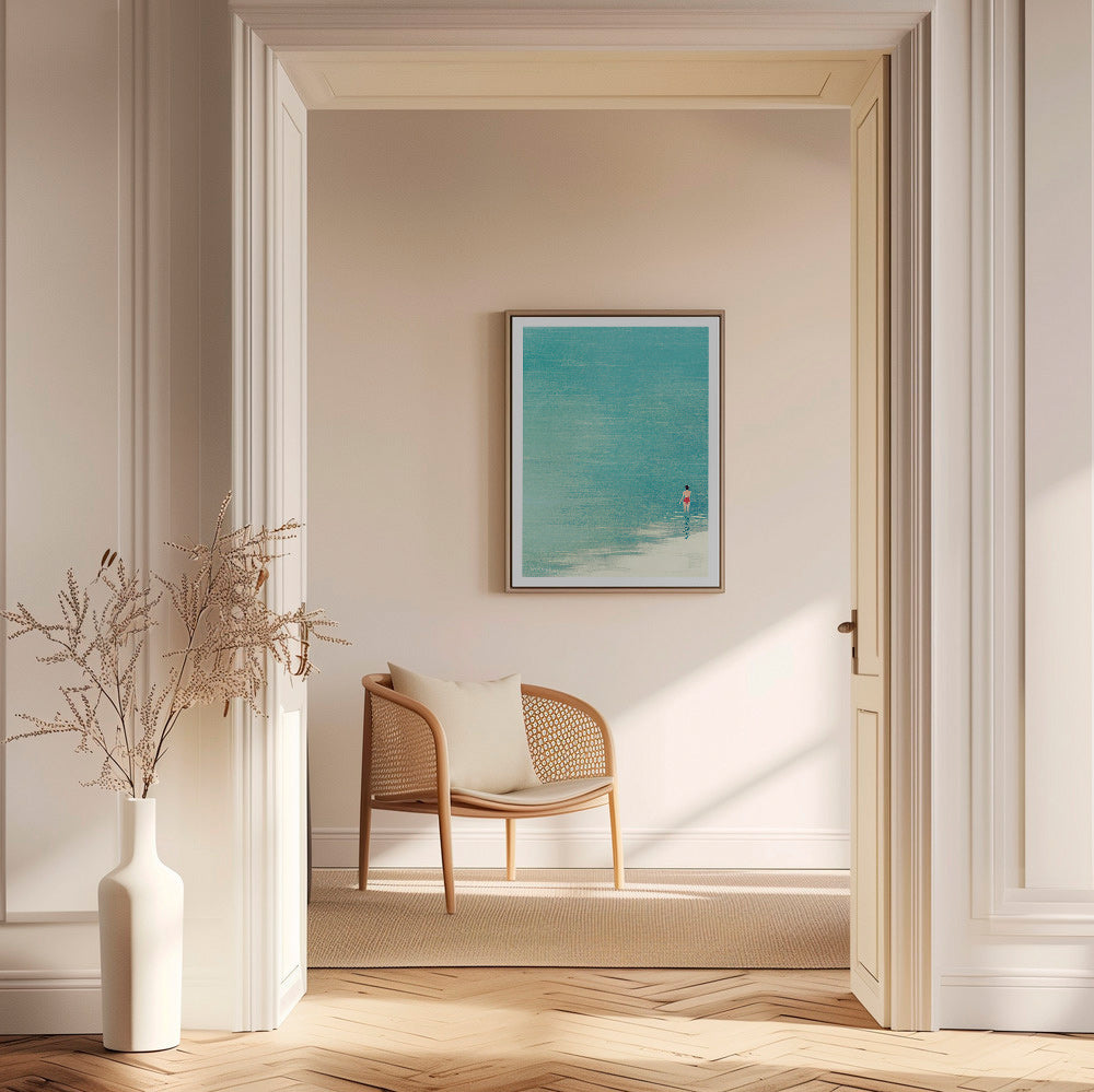 Arte paisagística: banhista no horizonte sereno – Canvas1