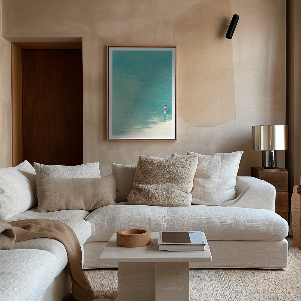 Arte paisagística: banhista no horizonte sereno – Canvas2