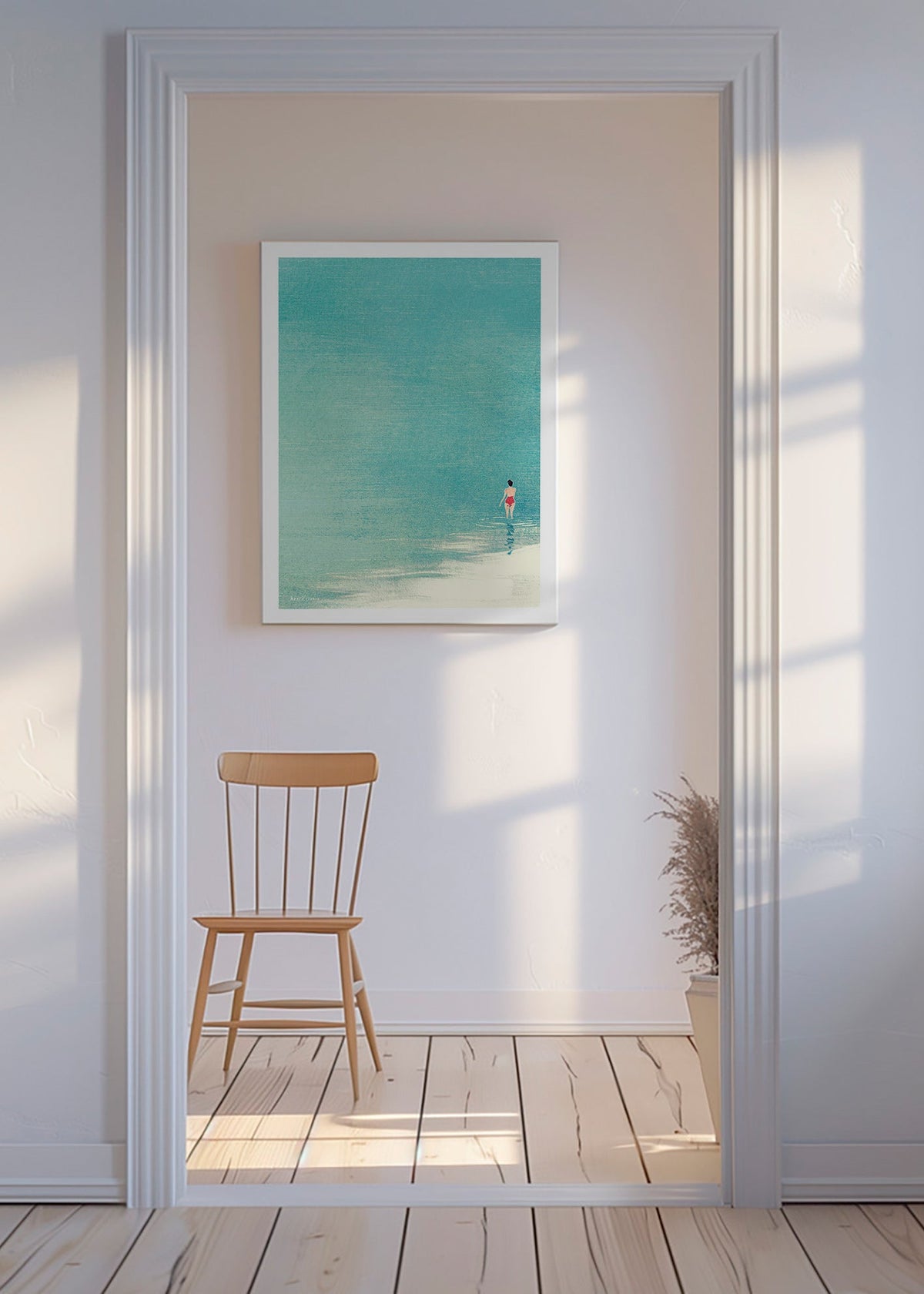 Arte paisagística: banhista no horizonte sereno – Canvas