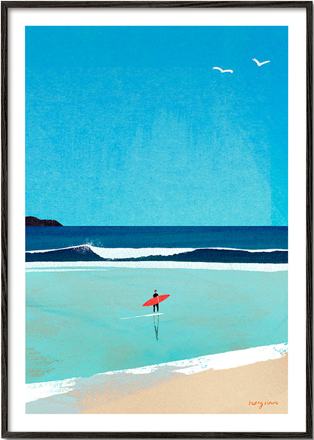 Arte desportivo: surfista na margem – Black Frame