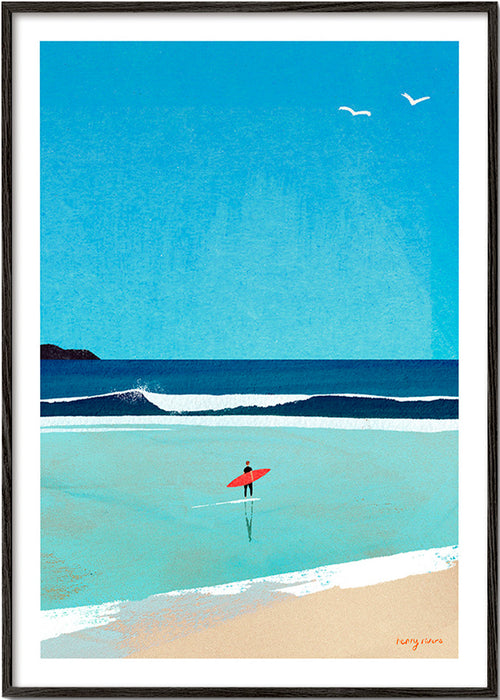 Arte desportivo: surfista na margem – Black Frame