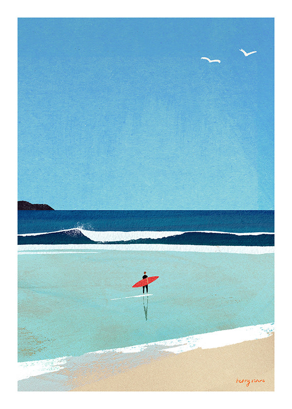 Arte desportivo: surfista na margem