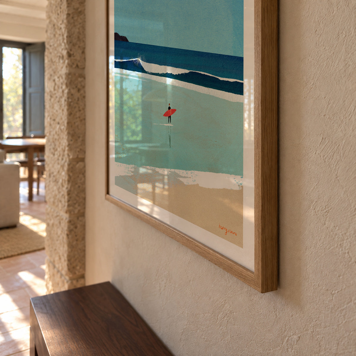 Morning surf - Framed poster detail