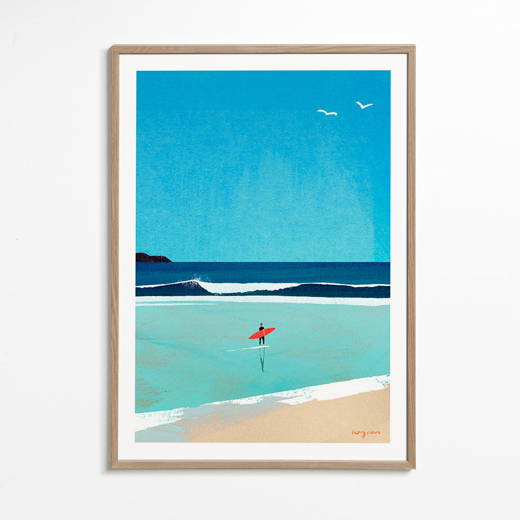 Arte desportivo: surfista na margem – Oak Frame